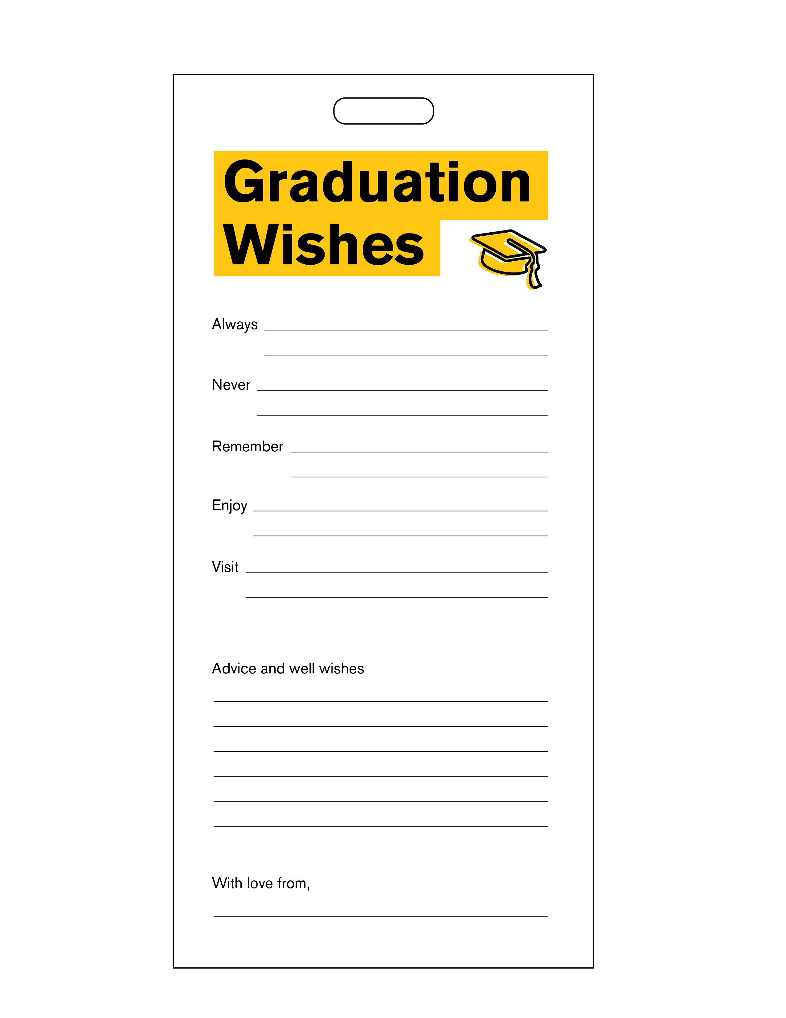 Graduation wishes card with gold background
