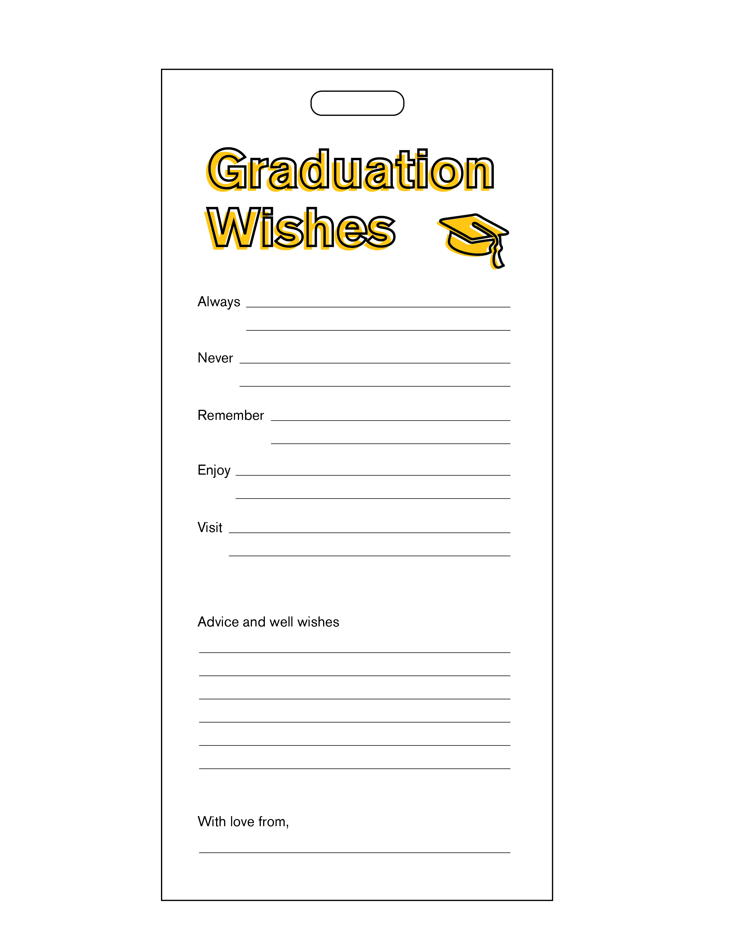Graduation wishes card with white background
