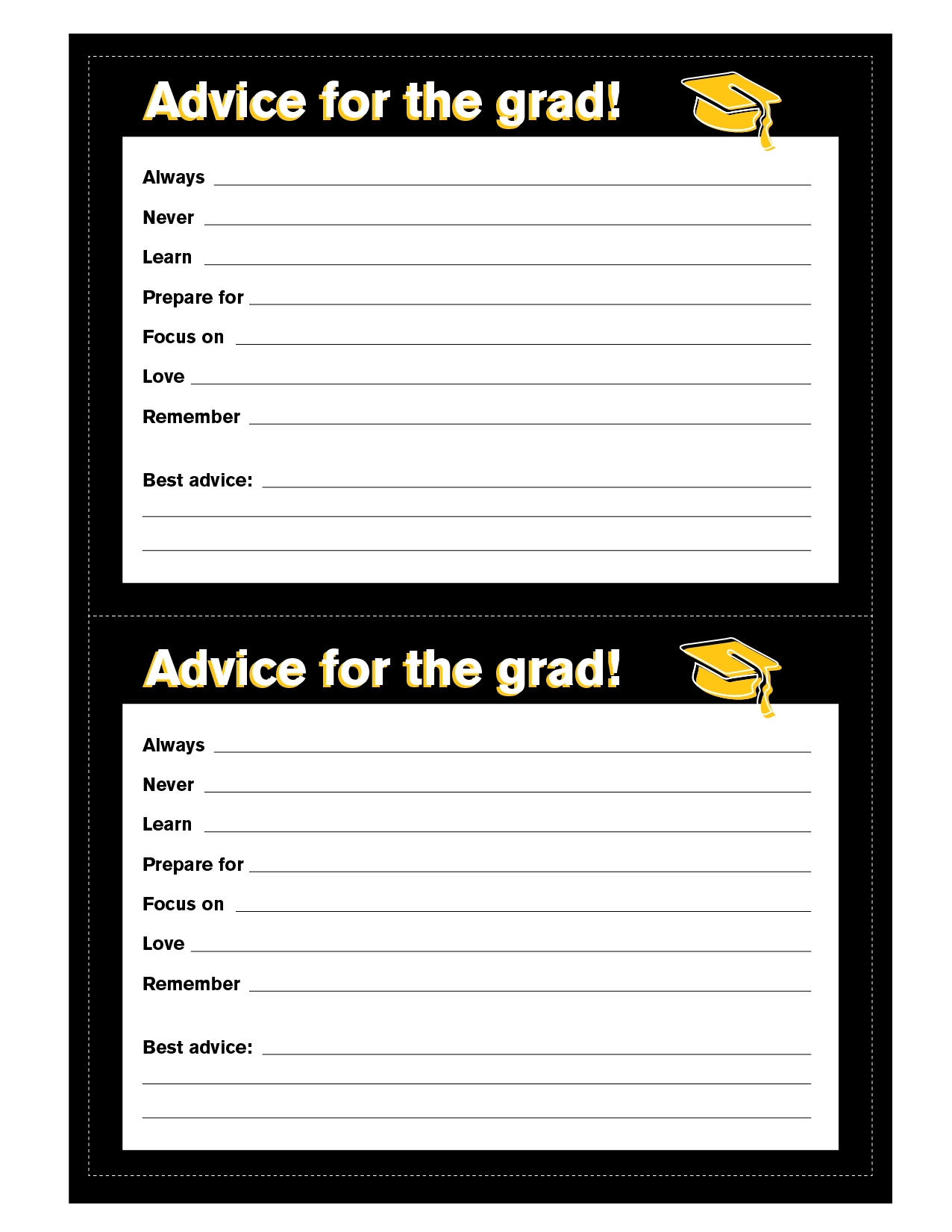 Black advice for the grad card