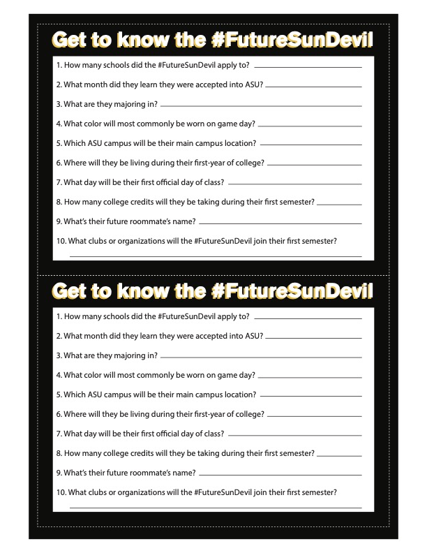 Black get to know the future sun devil game card