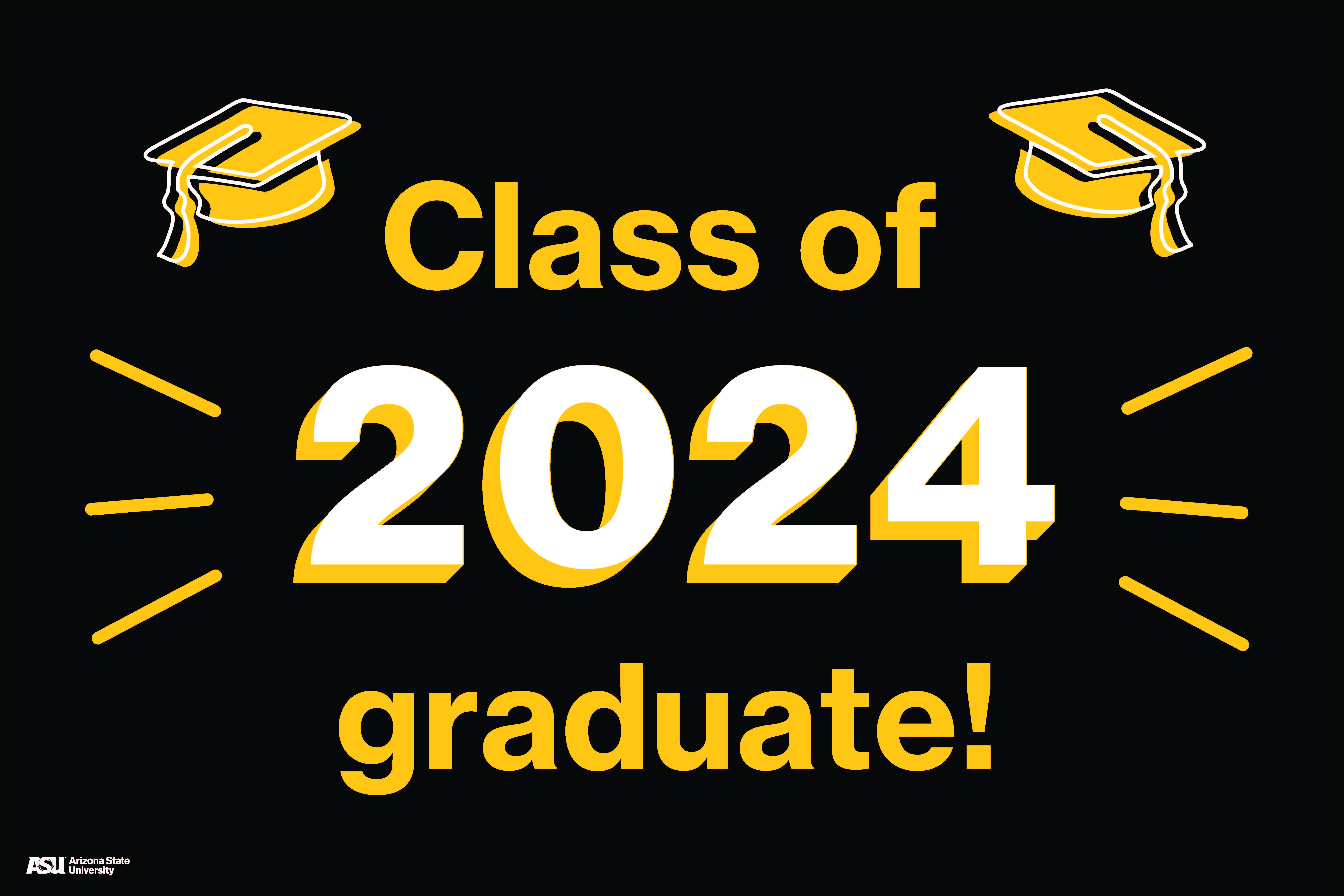Black class of 2024 graduate lawn sign