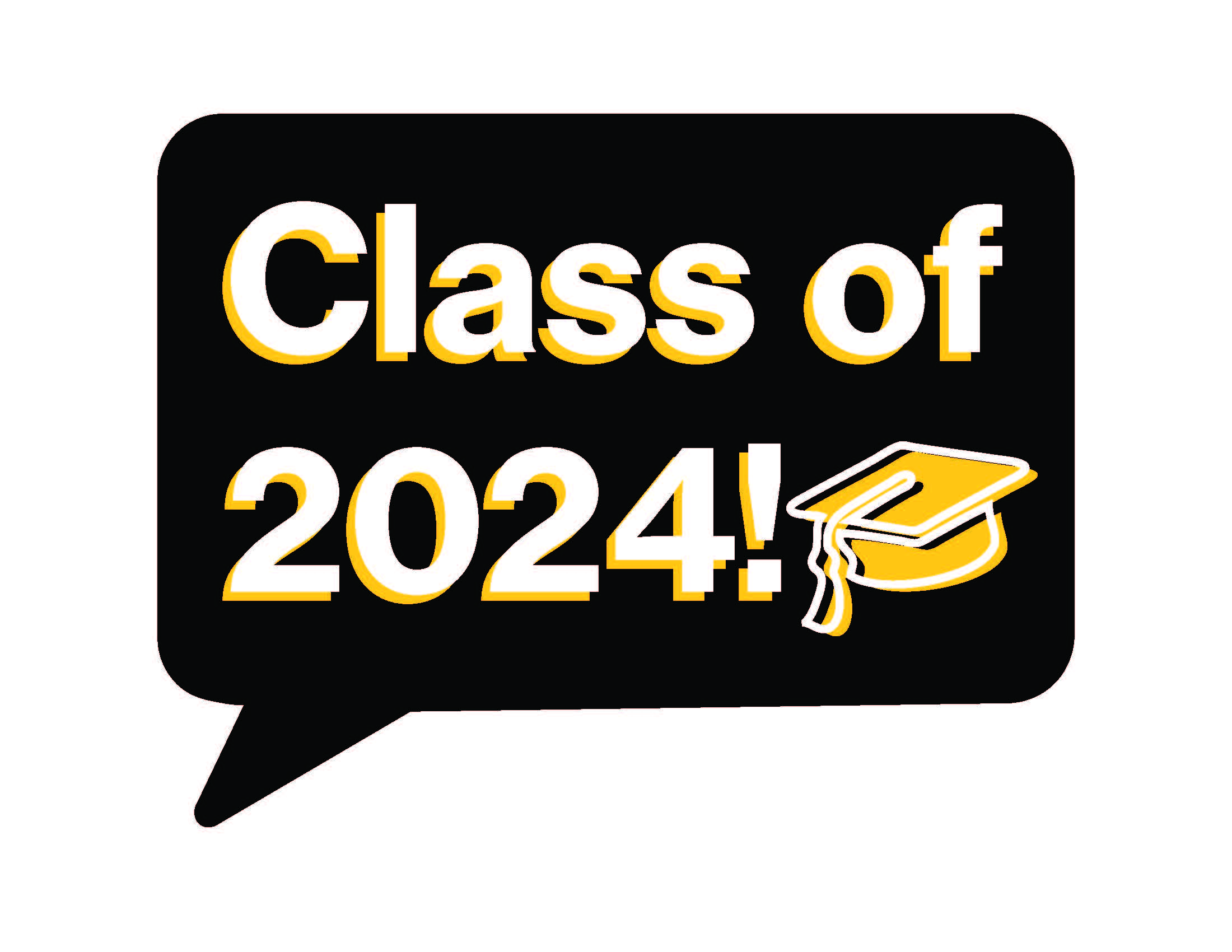 black class of 2023 speech bubble