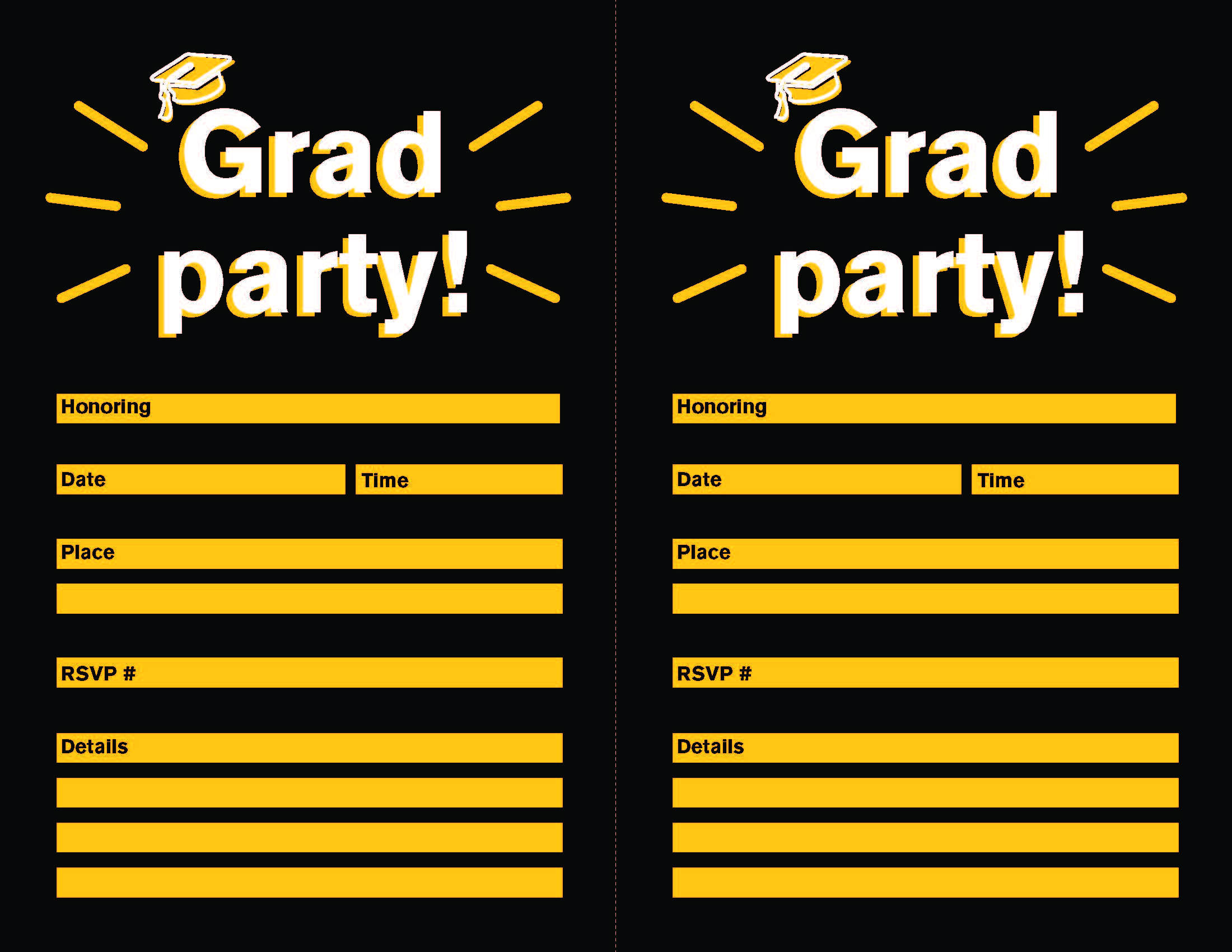Black grad party invitation