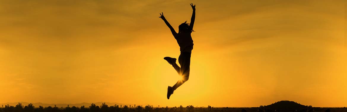 student jumping