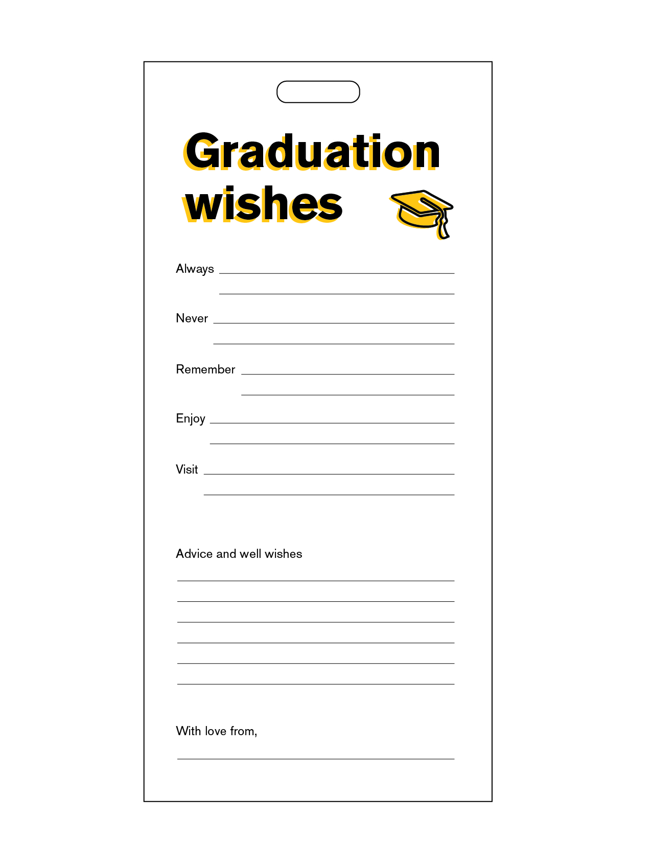Graduation wishes card with white background
