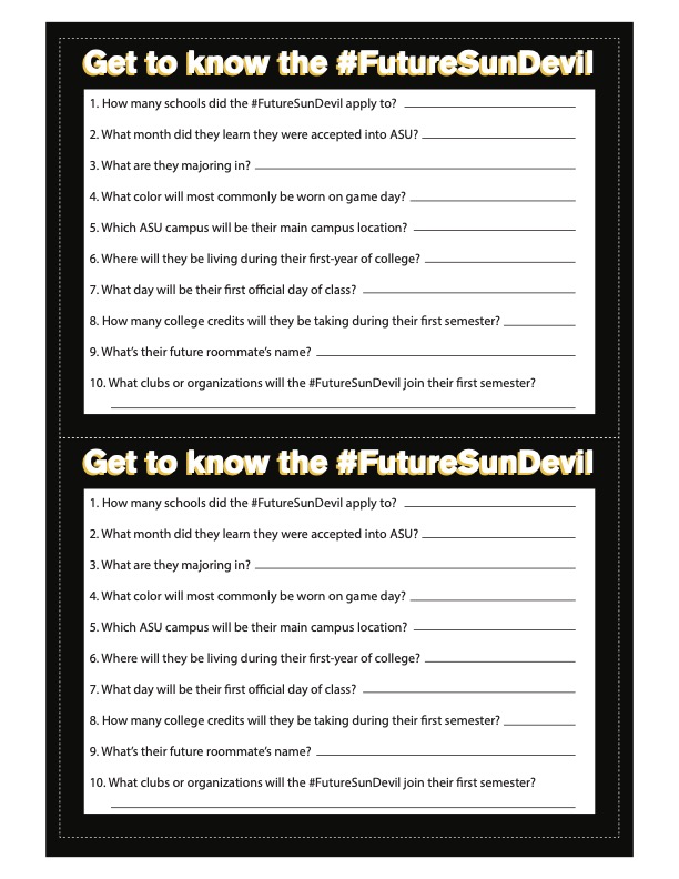 Black get to know the future sun devil game card