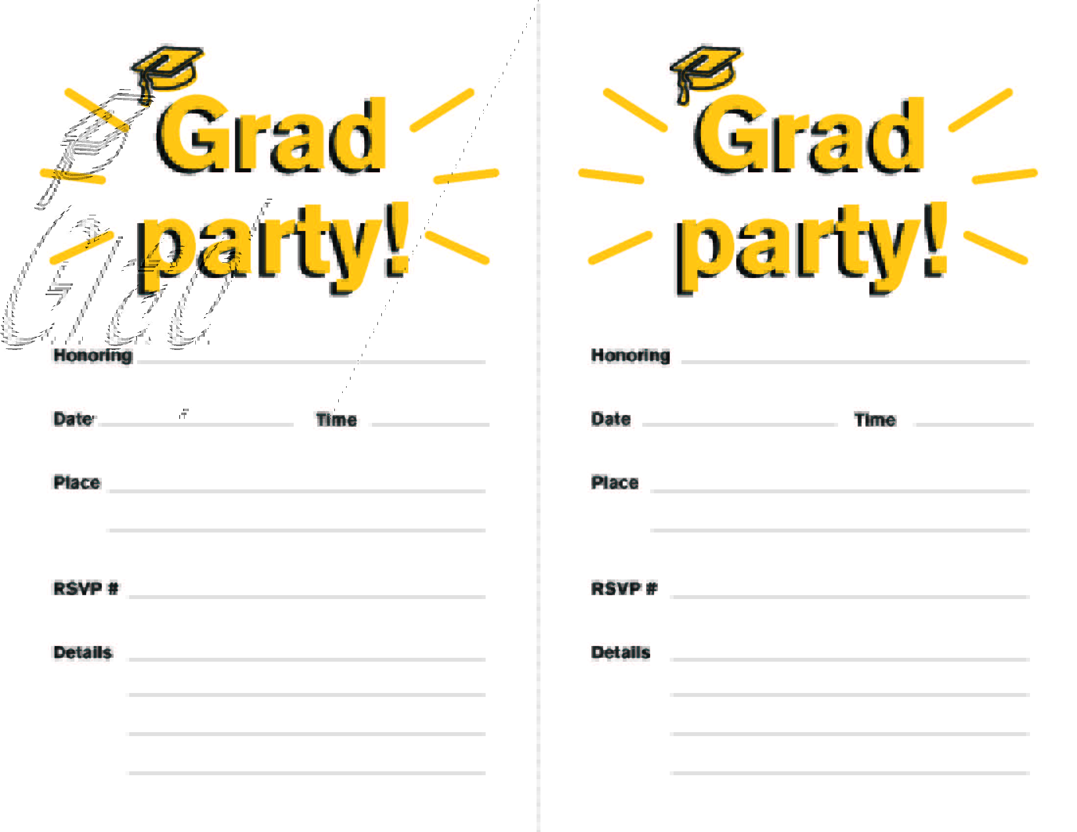 White grad party invitation