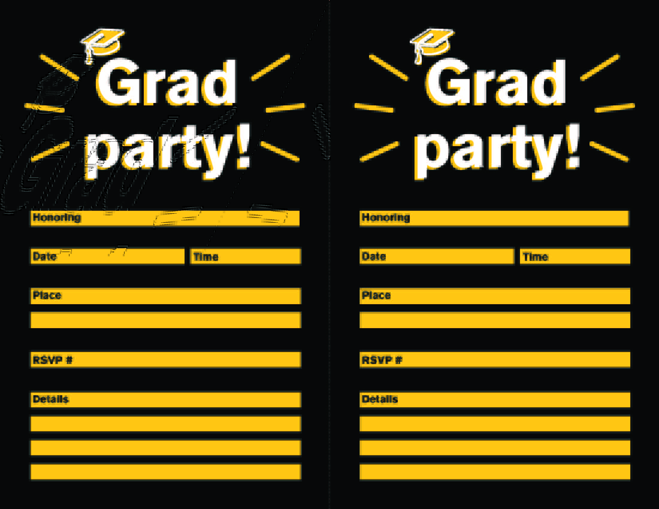 Black grad party invitation